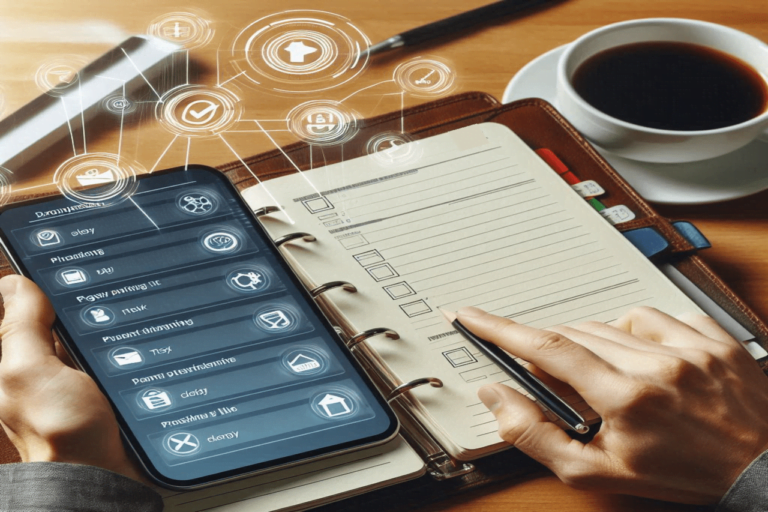 Time Management( hand holding a pen and writing on a notebook)